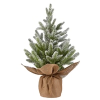 CANVAS Frosted Flocked Christmas Decoration Artificial Tree in Burlap Sack, 20-in Front_Flat