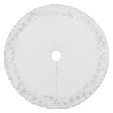 CANVAS Faux Fur Christmas Decoration Tree Skirt, White, 48-in Front_Flat