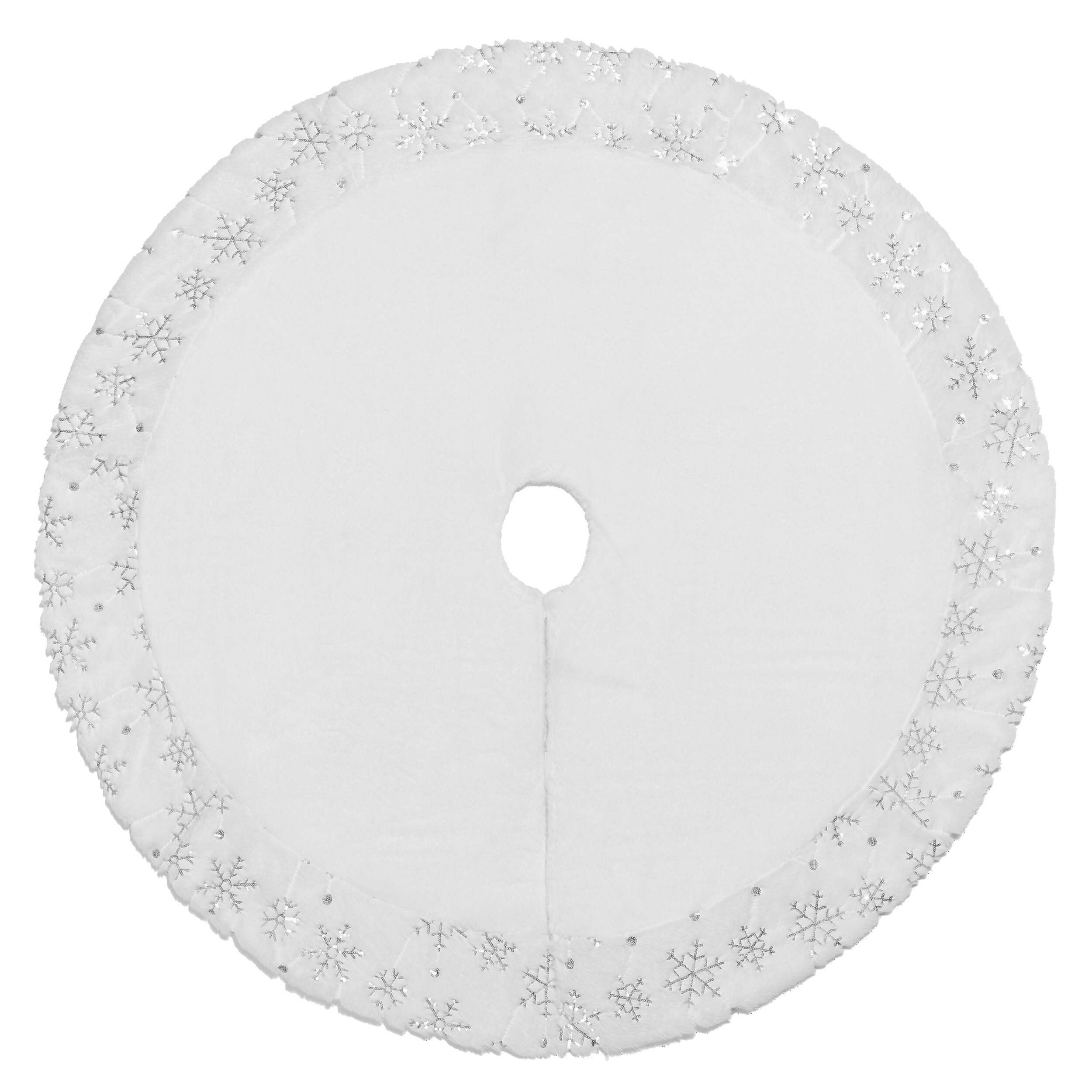 CANVAS - Jupe de sapin de Noël en similifourrure, blanc, 48 po Front_Flat