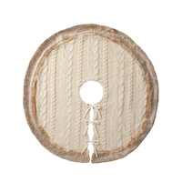 CANVAS Christmas Decoration Oat Cable Knit Tree Skirt, 48-in Back_Flat