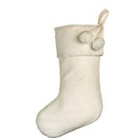 CANVAS Faux Fur Christmas Decoration Stocking, White, 20-in Front_Flat