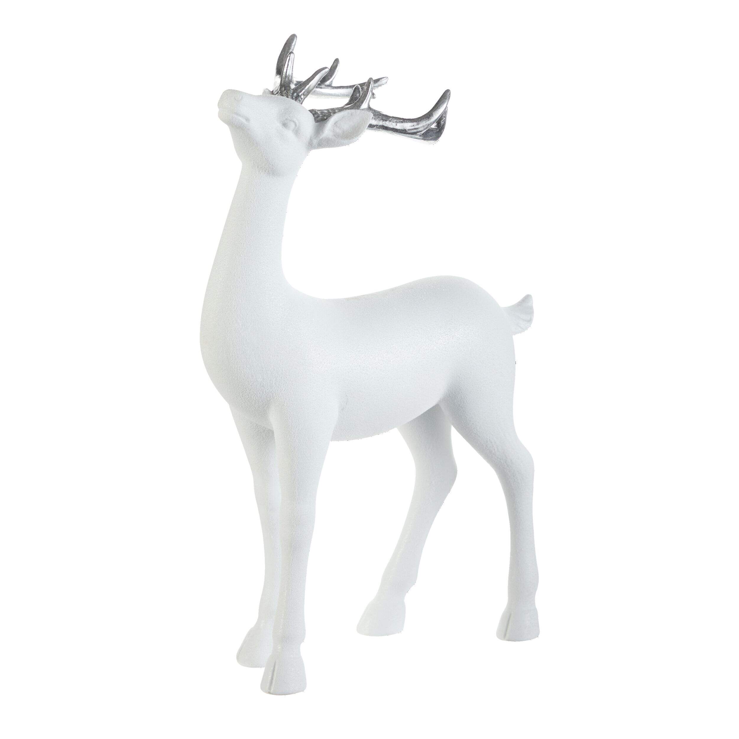 For Living Christmas Glittering Standing Deer Décor, White, 7-in Front_Three_Fourths_Angled_Left