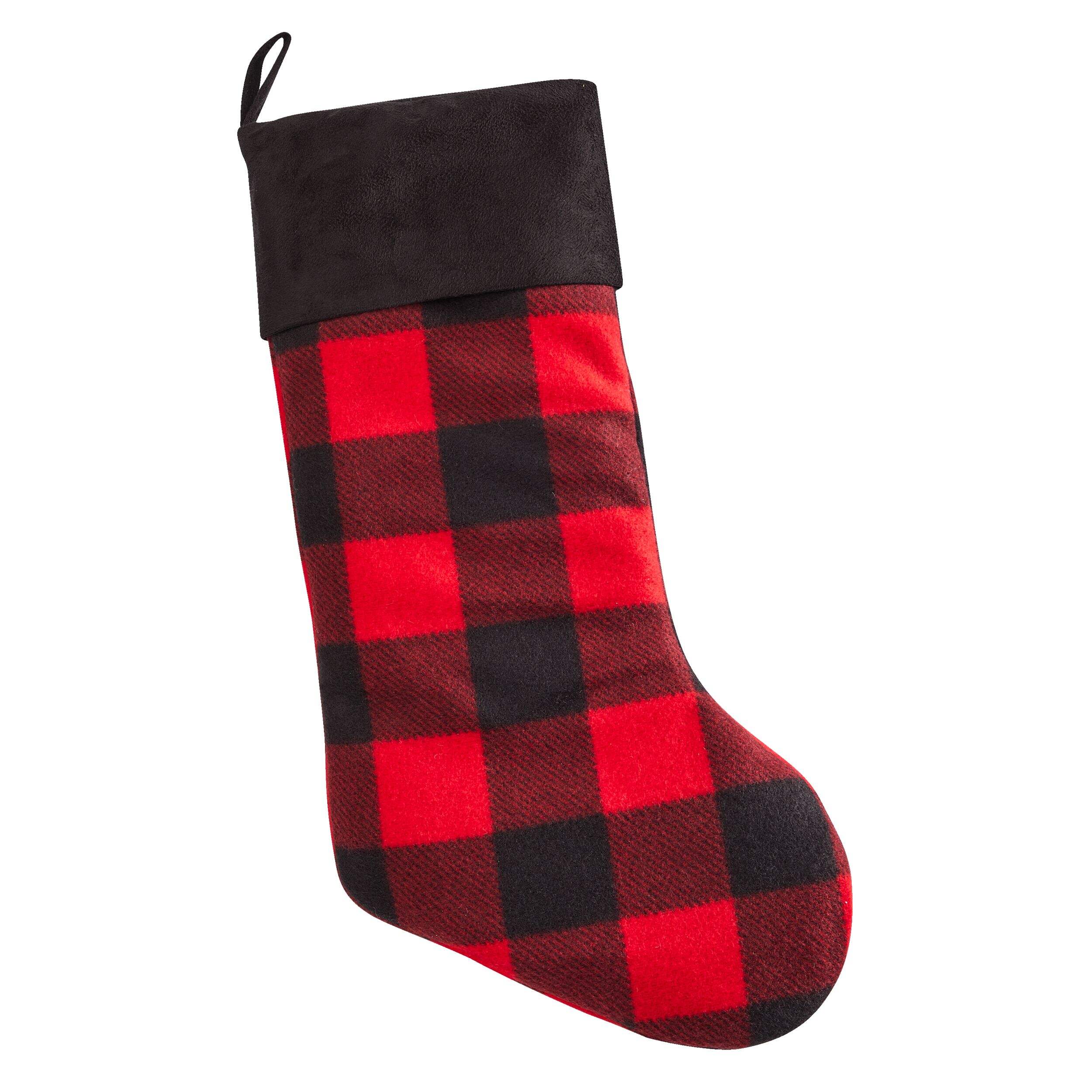 CANVAS Christmas Decoration Stocking, Buffalo Check, 19-in Front_Flat