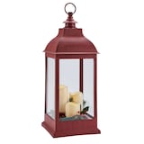 CANVAS LED Christmas Decoration Lantern, with Faux Candle, Red, 24-in Front_Angled_Right