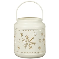 For Living Metal Christmas Decoration Snowflake Lantern, White, 5 1/2-in Front_Elevated