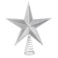For Living Christmas Glittering Decoration Star Tree Topper, Silver, 12-in Front_Flat