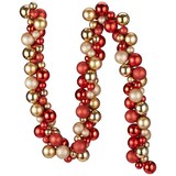 CANVAS Christmas Decoration Ball Garland, Red & Gold, 6-ft Front_Flat