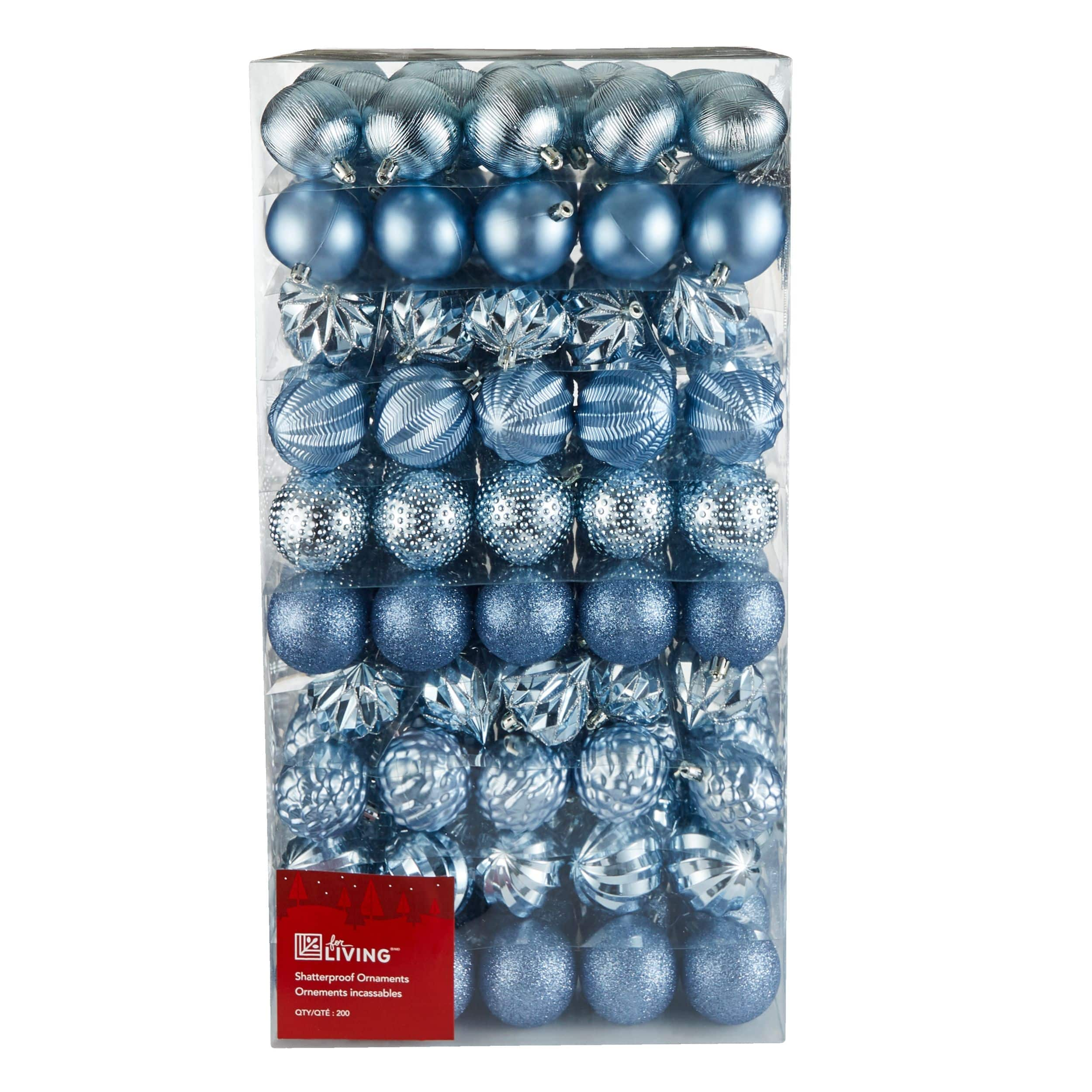 For Living Shatterproof Decoration Ball Christmas Ornament Set, Assorted  Colour, 60-mm, 200-pc