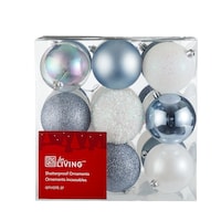 For Living White Collection Shatterproof Ball Christmas Ornament Set, Assorted Style, 27-pc Front_Elevated