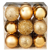 For Living Gold Collection Shatterproof Ball Christmas Ornament Set, Assorted Style, 27-pc Front_Elevated