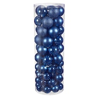 Décorations de Noël, boules incassables For Living, collection Bleue, choix de tailles, paq. 80 Front_Elevated