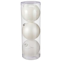 For Living Shatterproof Decoration Ball Christmas Ornament Set, Large, White, 150-mm, 3-pk Front_Elevated