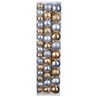 For Living Shatterproof Decoration Ball Christmas Ornament Set, Gold & Silver, 60-mm, 74-pk Front_Flat