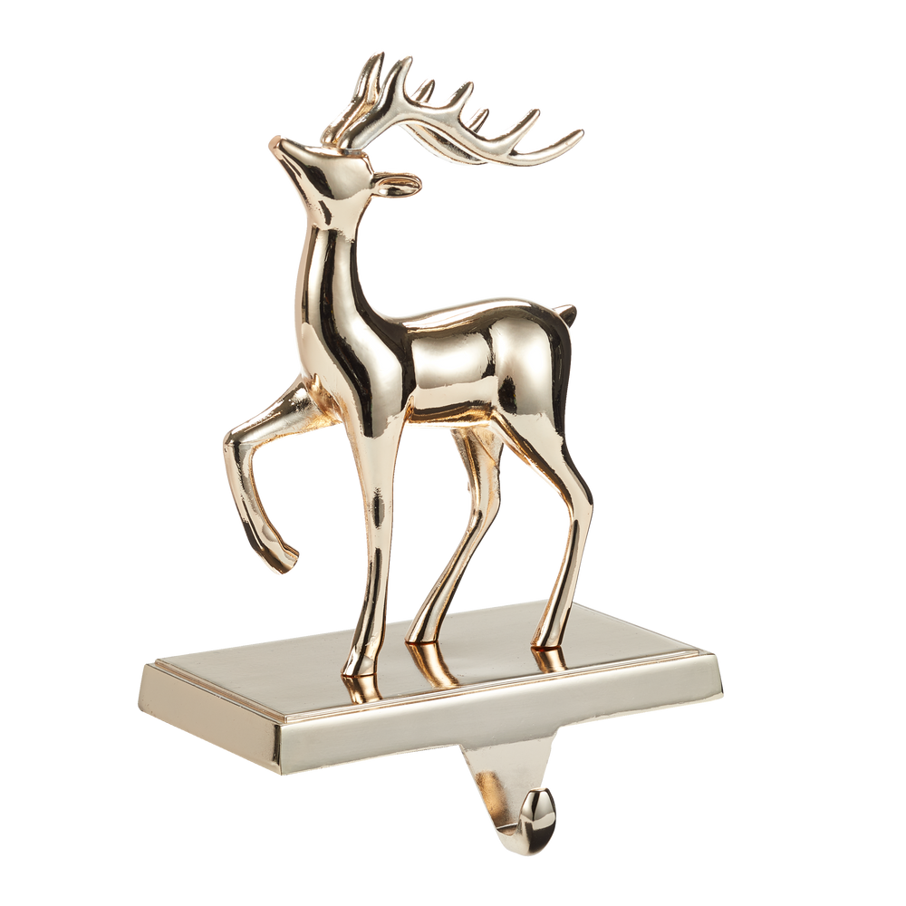 CANVAS Christmas Decoration Deer Stocking Holder, Gold, 7 3/10in