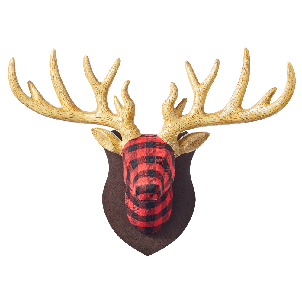 CANVAS Christmas Deer Head Décor, Buffalo Check, 20in Canadian Tire