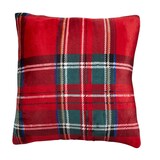 CANVAS Thoughtfully Sourced Square Christmas Decoration Plaid Cushion, Red, 18x 18-in Front_Flat