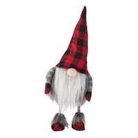 For Living Fabric Christmas Decoration Gnome, Buffalo Check, 8 33/50-in Front_Flat