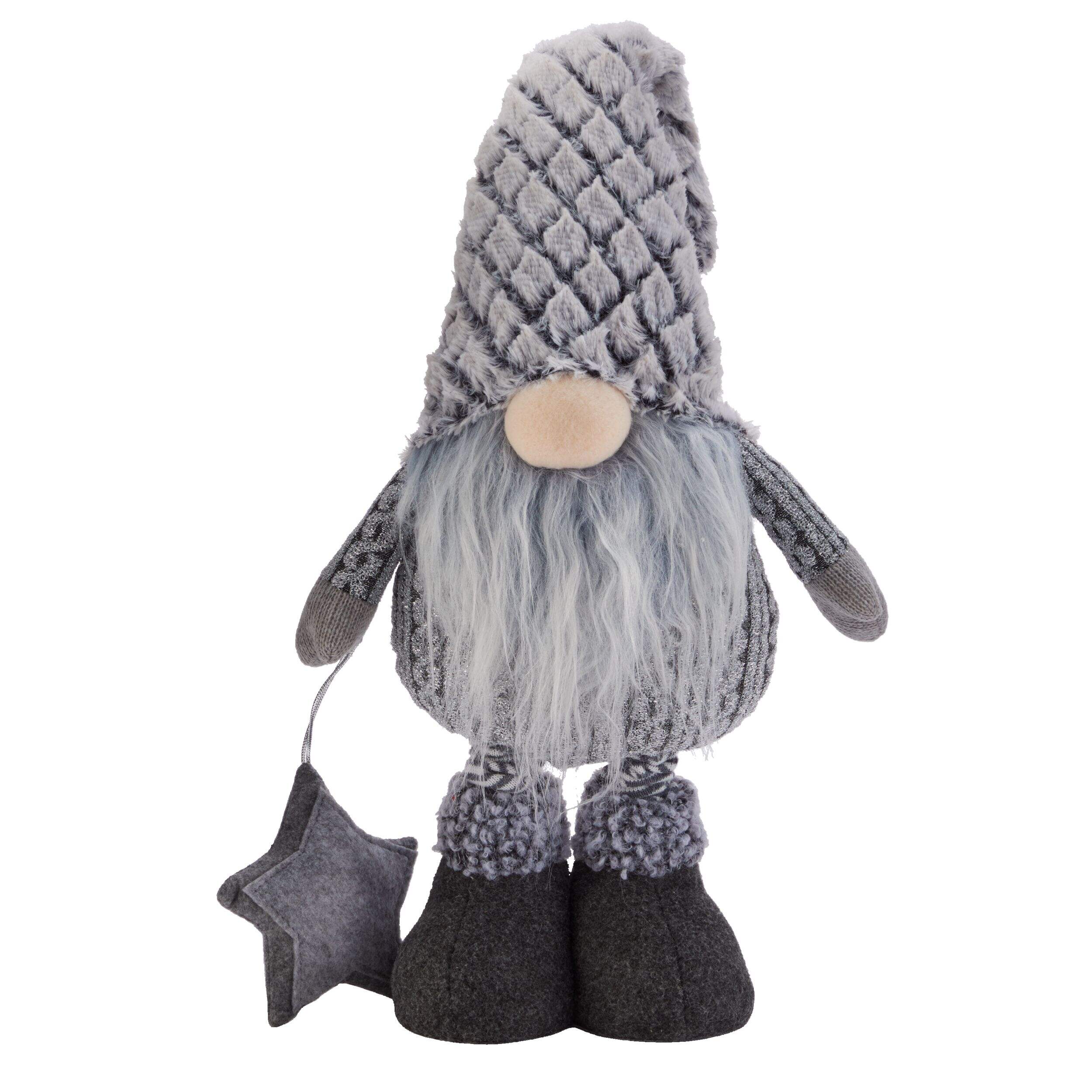 For Living Fabric Christmas Decoration Boy Gnome, Grey, 27-in Front_Flat