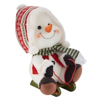 For Living Fabric Christmas Sport Toboggan Snowman Décor, 5-in Front_Three_Fourths_Angled_Right