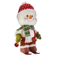 For Living Fabric Christmas On Skis Sports Snowman Décor, 5 1/2-in Front_Three_Fourths_Angled_Right
