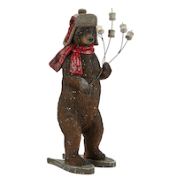 CANVAS Christmas Black Bear with Marshmallows Décor, 8-in Front_Angled_Right