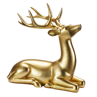 CANVAS Christmas Sitting Deer Décor, Gold, 10 1/2-in Front_Angled_Right