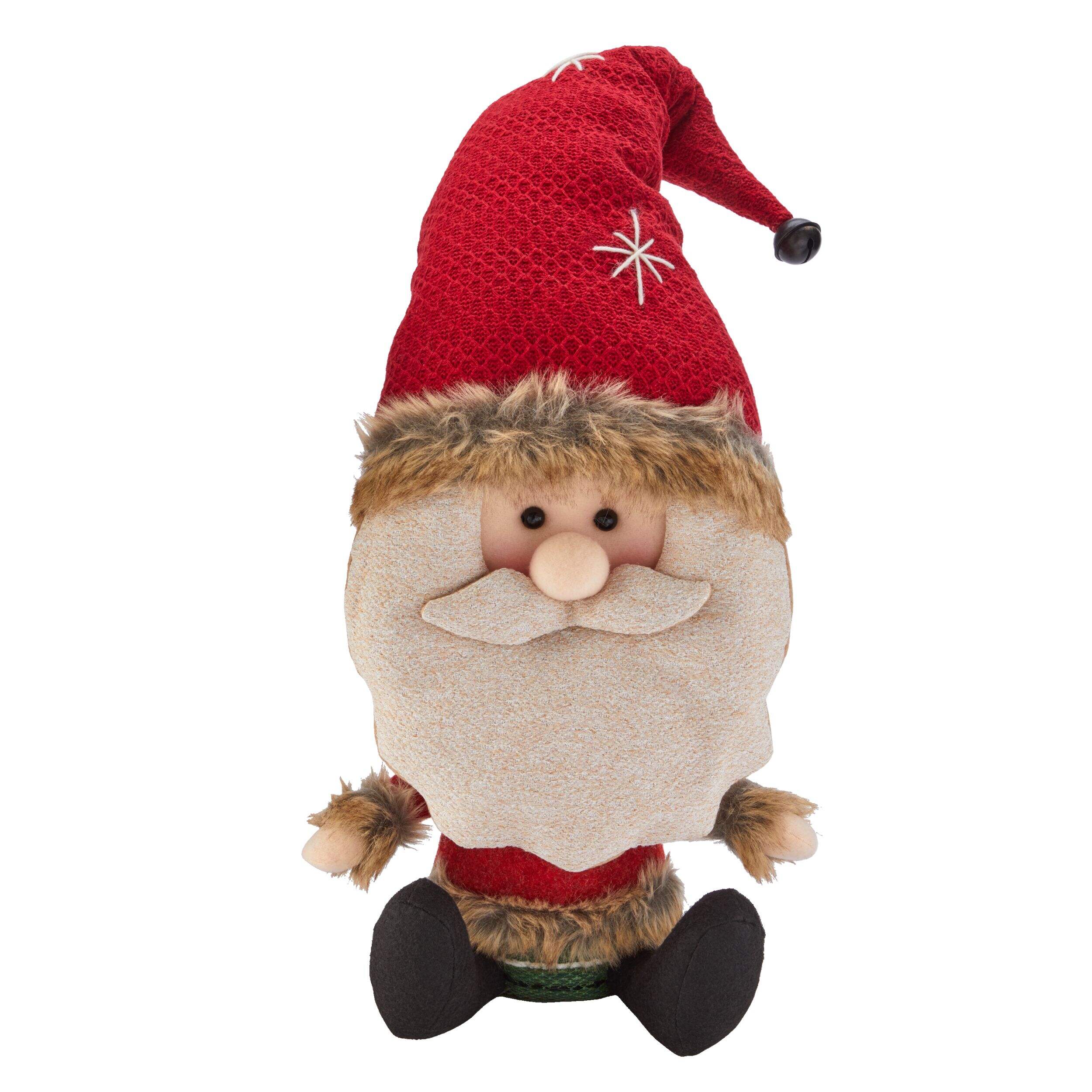 Décoration de Noël père Noël à grosse tête en tissu For Living, 28 po Front_Flat