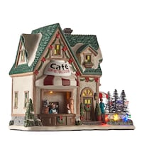 For Living Christmas Village Café Decoration Scene, 9 7/8-in Front_Angled_Right