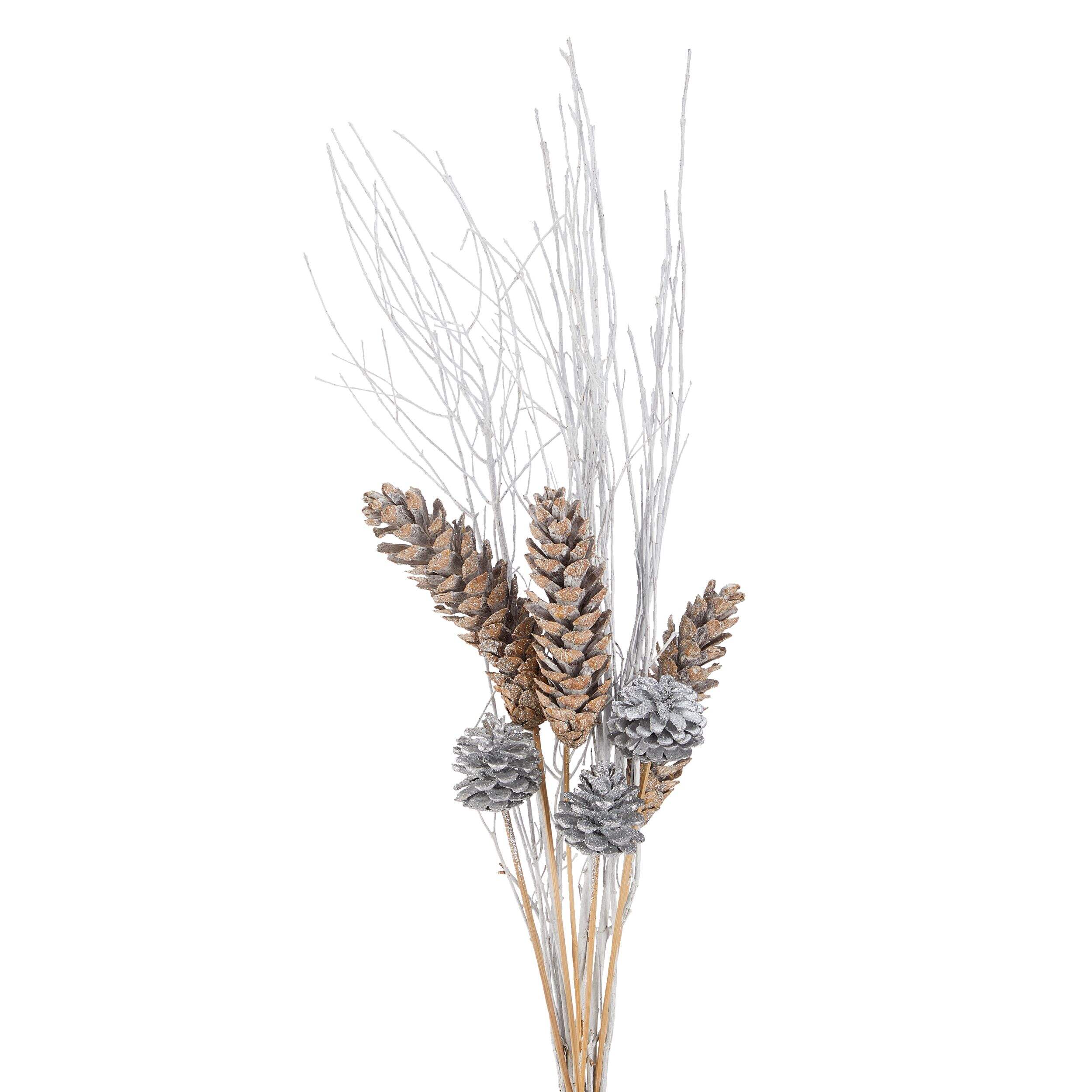 Décoration de Noël fagot scintillant, blanc/argent, 5-7/8 po Front_Flat