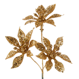 Décoration de Noël piquet de poinsettia scintillant CANVAS, petit, or, 9 po Front_Flat