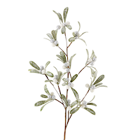 CANVAS Christmas Decoration Berry Leaf Spray, White, 30-in