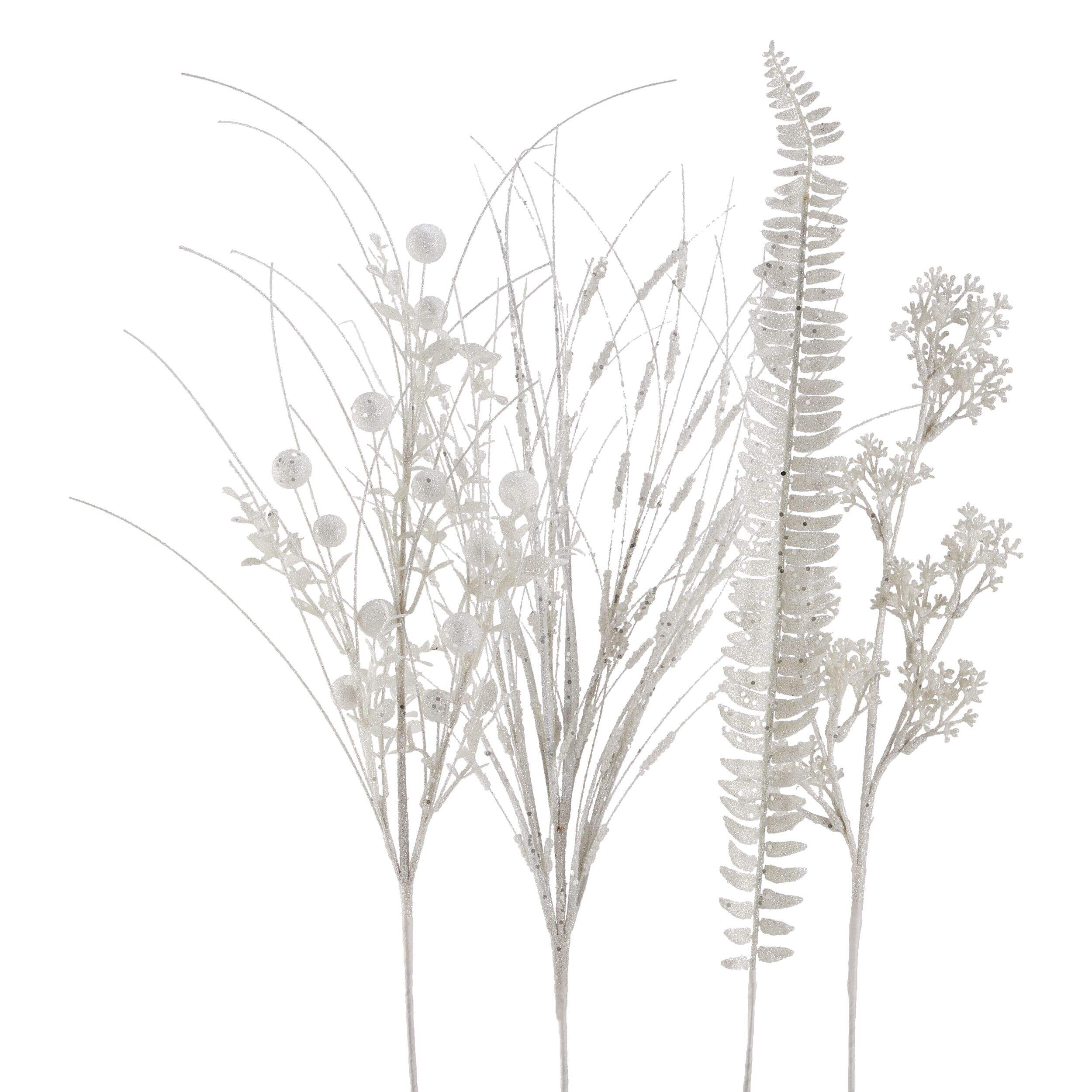 CANVAS Christmas Decoration Spray Bundle, White, 27 1/2-in Front_Flat