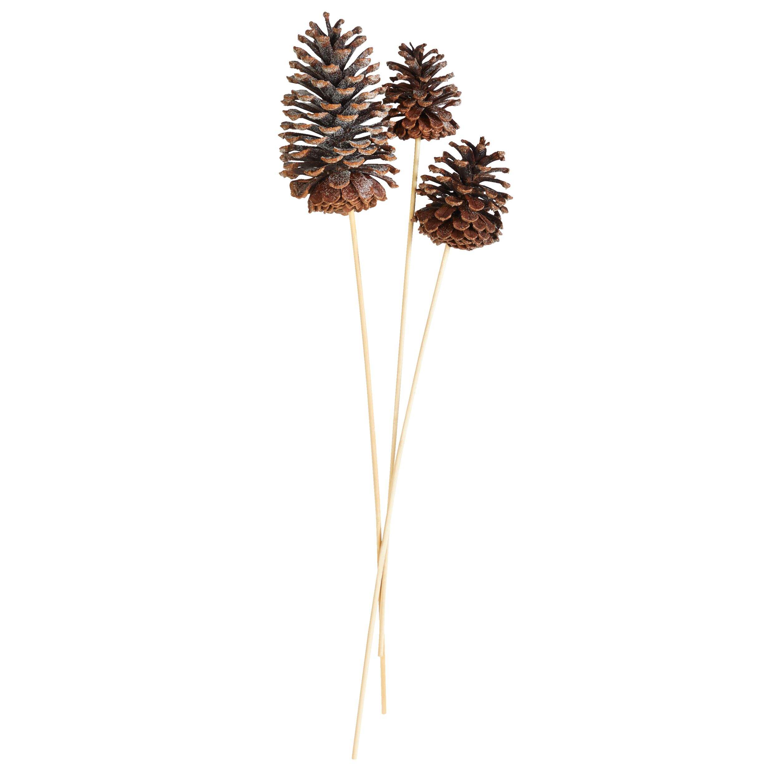 Christmas Decoration Flocked Pinecone Spray, Large, 5 7/8-in Front_Flat