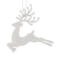 CANVAS White Collection Decoration Dashing Deer Christmas Ornament, 6-in Front_Flat