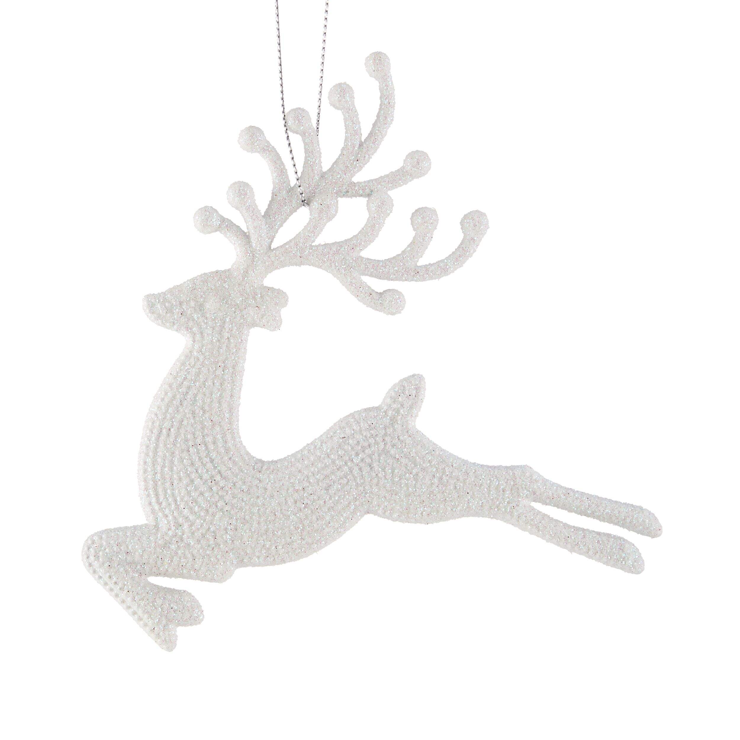 CANVAS White Collection Decoration Dashing Deer Christmas Ornament, 6-in Front_Flat