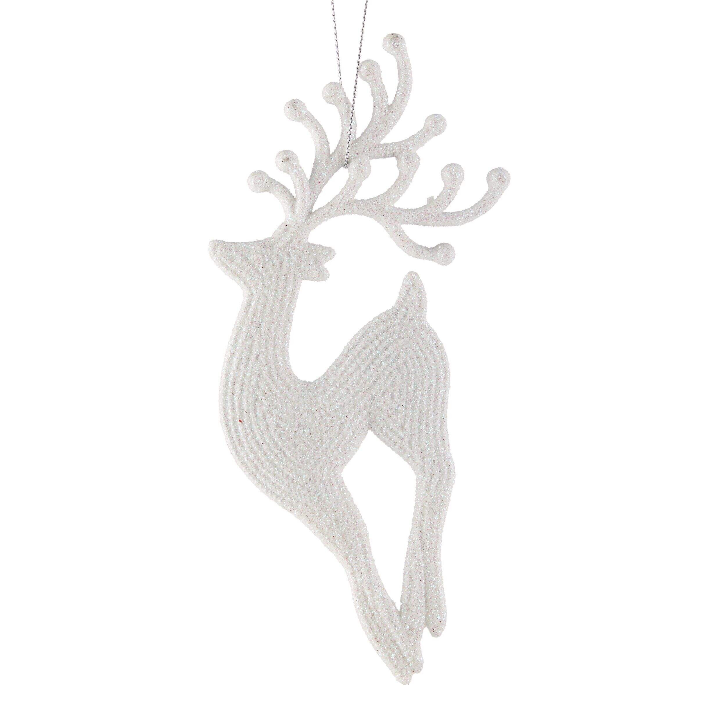 CANVAS White Collection Decoration Dancing Deer Christmas Ornament, 6 1/2-in Front_Flat