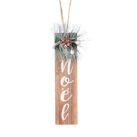 CANVAS White Collection Decoration Noel Wood Plaque Christmas Ornament, 5 1/2-in