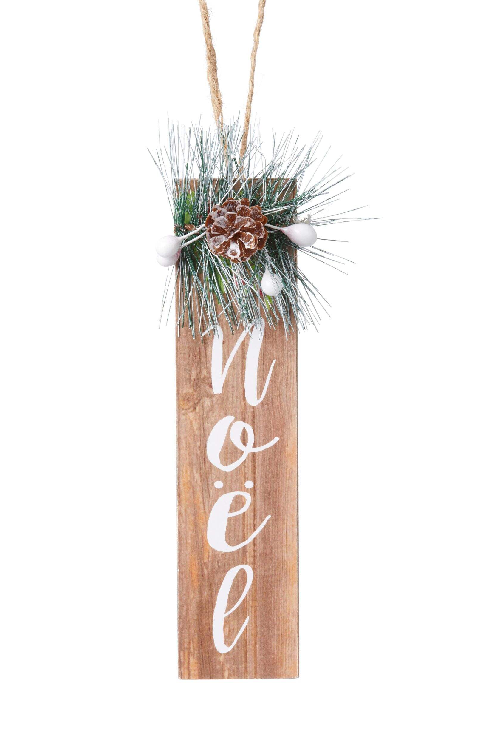 CANVAS White Collection Decoration Noel Wood Plaque Christmas Ornament, 5 1/2-in Front_Flat