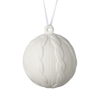 CANVAS White Collection Ceramic Decoration Knit Ball Christmas Ornament, 100-mm Front_Flat