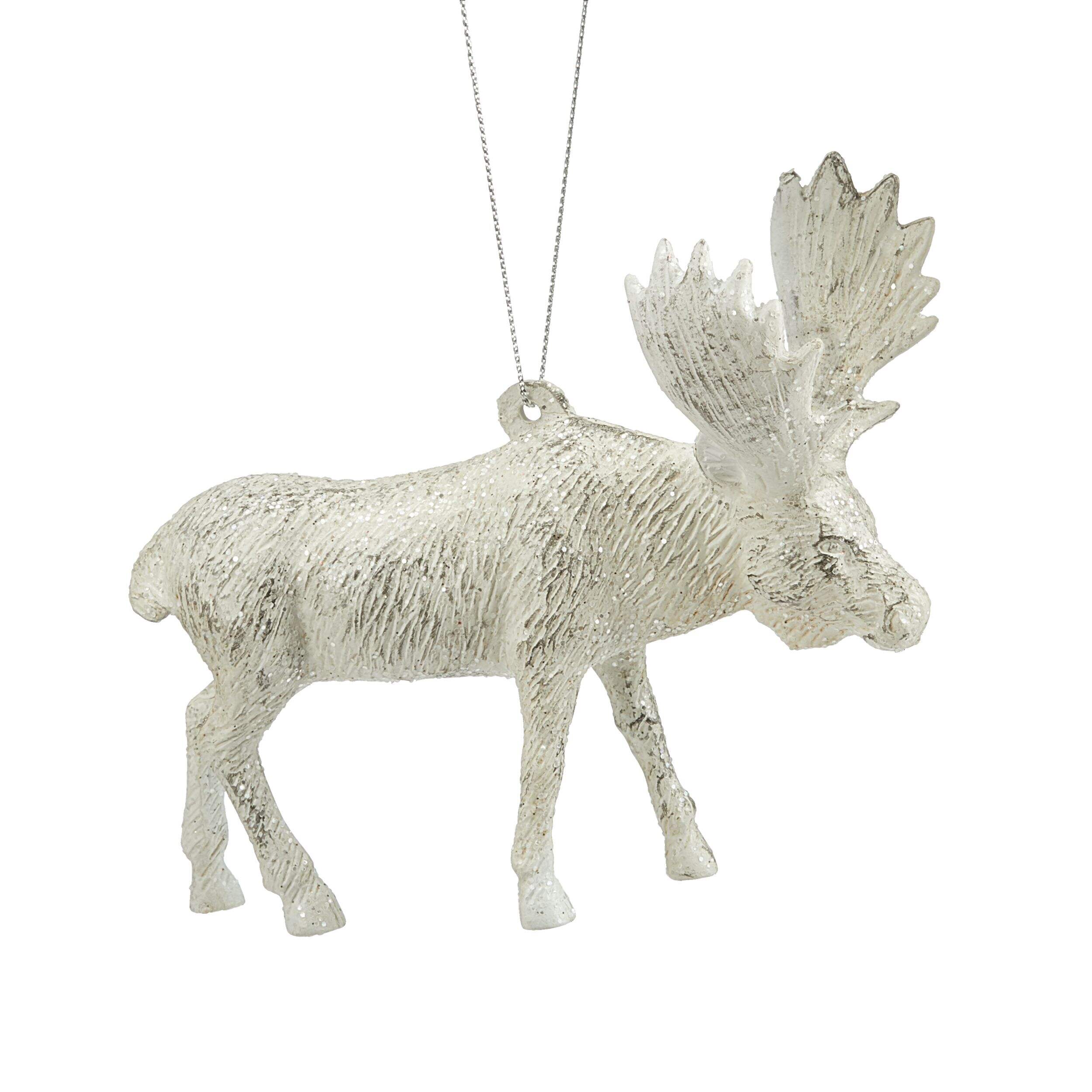 CANVAS Collection Blanche - Ornement de Noël Orignal scintillant, 4 po Side_Right