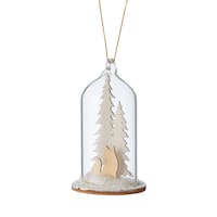 CANVAS Collection Blanche - Ornement de Noël Paysage hivernal sous cloche en verre, 4 po Front_Flat