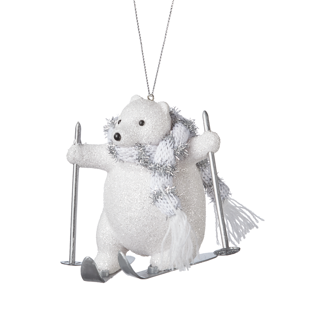 CANVAS White Collection Decoration Skiing Polar Bear Christmas Ornament