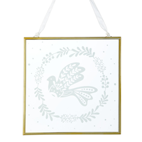 CANVAS Collection Blanche - Décoration de Noël en verre Cadre avec cerf,  4 po Front_Flat