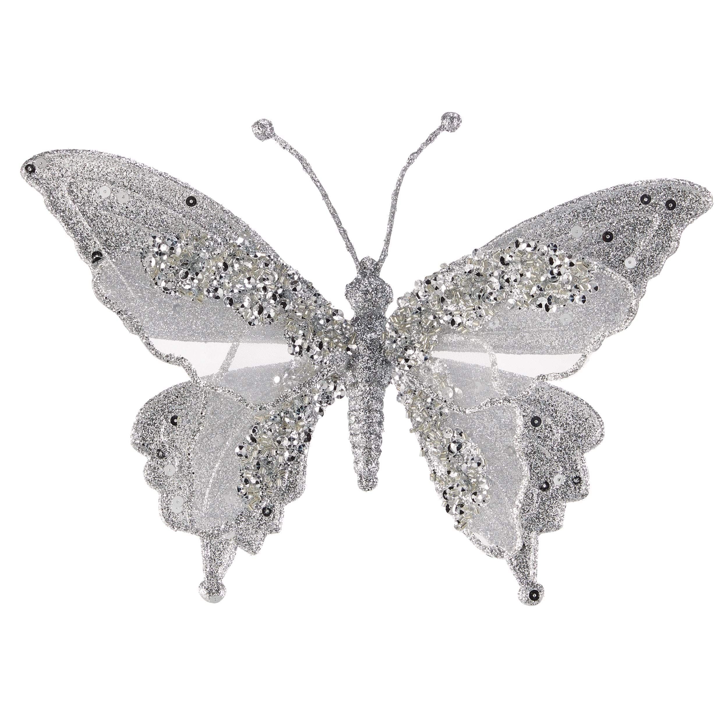 CANVAS Silver Collection Decoration Butterfly Clip Christmas Ornament ...