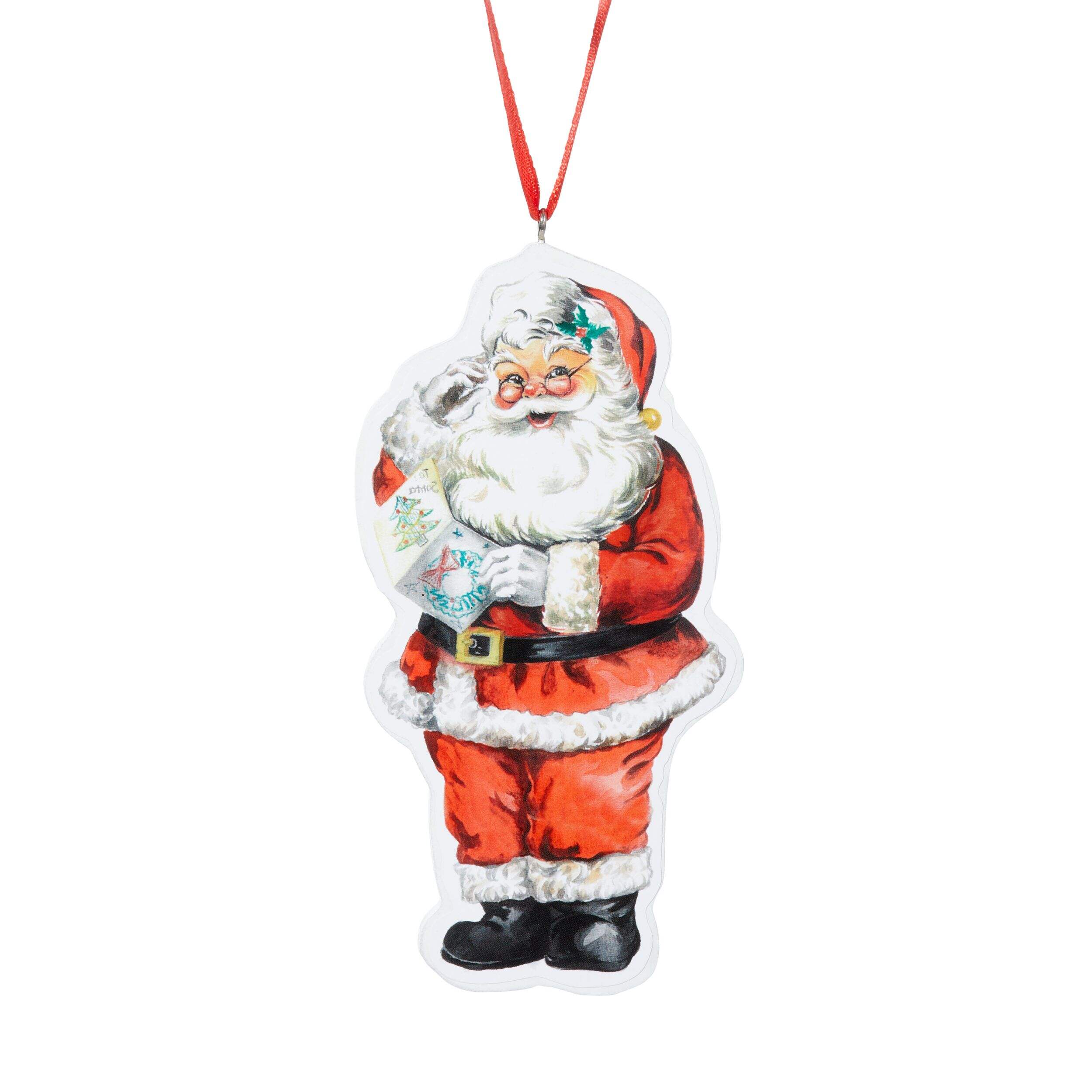 CANVAS Red Collection Wooden Decoration Santa Cut-Out Icon Christmas Ornament, 4 4/5-in Front_Flat