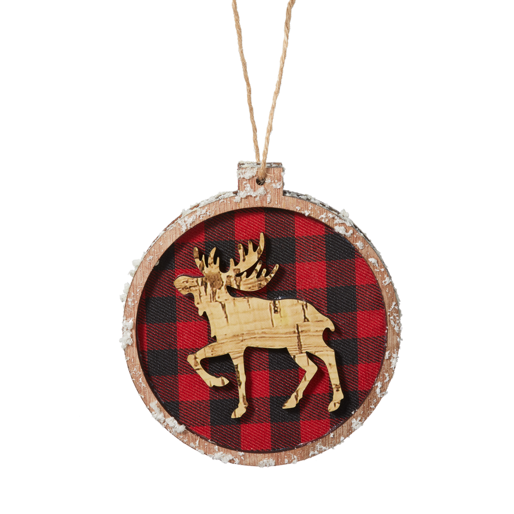 CANVAS Red Collection Wooden Decoration Cut Disc with Moose Icon