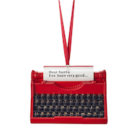 CANVAS Red Collection Decoration Typewriter Christmas Ornament, 4-in Front_Flat