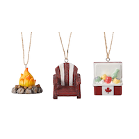 CANVAS Red Collection Canadiana Mini Chair, Fire Pit, Cooler Christmas Ornament Set, 5-in, 3-pc Front_Flat