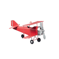 CANVAS Red Collection Metal Decoration Plane Christmas Ornament, 5-in Front_Three_Fourths_Angled_Right
