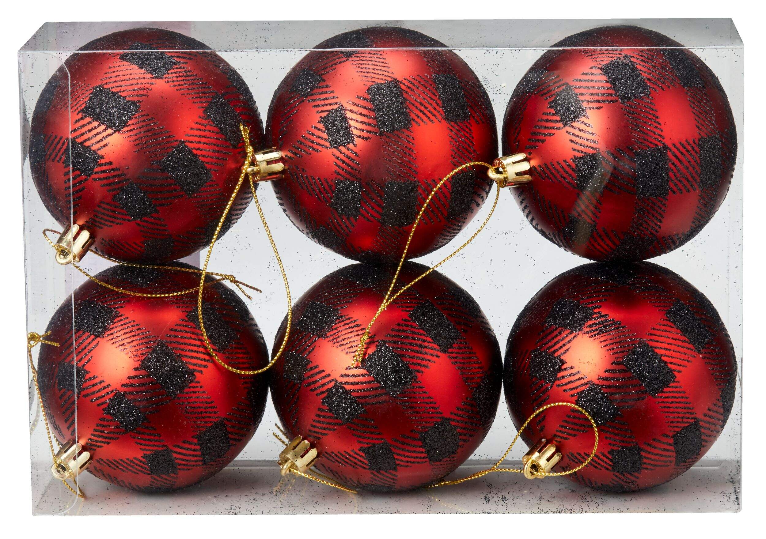 CANVAS Red Collection Decoration Ball Christmas Ornament Set, 80-mm, 6-pk Front_Elevated